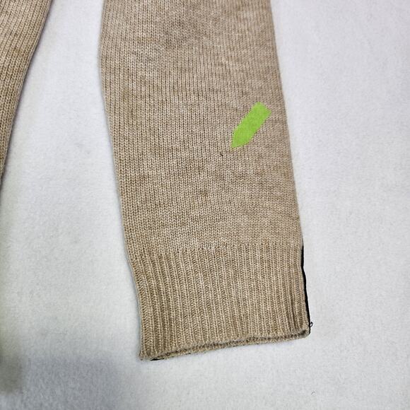 JCrew Cashmere Wool Sweater Women M Leather Elbow Patch V-Neck Quiet Luxury FLAW - Picture 9 of 13